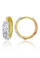 superb tri-color gold toddler huggie earrings